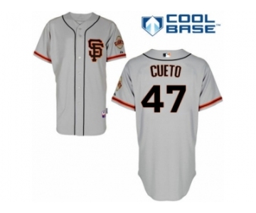 Men's Majestic San Francisco Giants #47 Johnny Cueto Replica Grey Road 2 Cool Base MLB Jersey