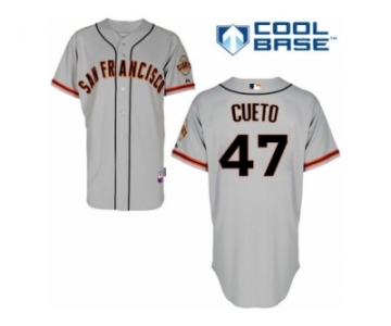 Men's Majestic San Francisco Giants #47 Johnny Cueto Replica Grey Road Cool Base MLB Jersey