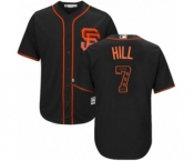 Men's Majestic San Francisco Giants #7 Aaron Hill Authentic Black Team Logo Fashion Cool Base MLB Jersey