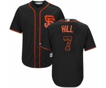 Men's Majestic San Francisco Giants #7 Aaron Hill Authentic Black Team Logo Fashion Cool Base MLB Jersey