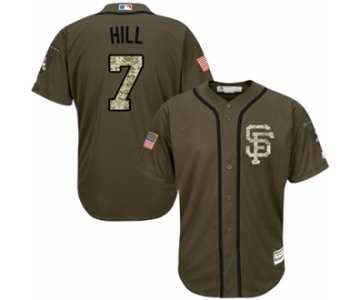 Men's Majestic San Francisco Giants #7 Aaron Hill Authentic Green Salute to Service MLB Jersey