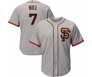 Men's Majestic San Francisco Giants #7 Aaron Hill Replica Grey Road 2 Cool Base MLB Jersey