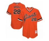 Men's Mitchell and Ness San Francisco Giants #28 Buster Posey Authentic Orange Throwback MLB Jersey