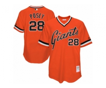 Men's Mitchell and Ness San Francisco Giants #28 Buster Posey Authentic Orange Throwback MLB Jersey