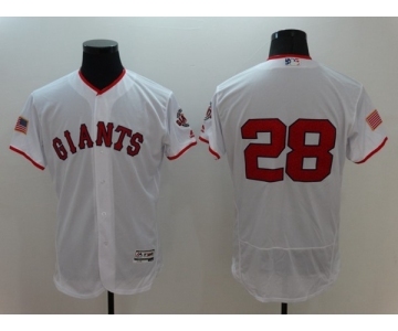 Men's San Francisco Giants #28 Buster Posey Majestic White Fashion Stars & Stripes Flex Base Player Jersey