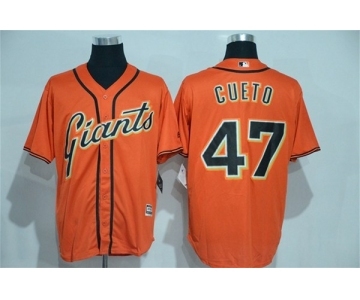 Men's San Francisco Giants #47 Johnny Cueto Majestic Orange Cool Base Player Jersey