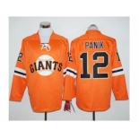 San Francisco Giants #12 Joe Panik Orange Long Sleeve Stitched Baseball Jersey