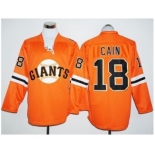 San Francisco Giants #18 Matt Cain Orange Long Sleeve Stitched Baseball Jersey