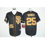 San Francisco Giants #25 Barry Bonds Black whith Gold Cool Base Stitched MLB Jersey