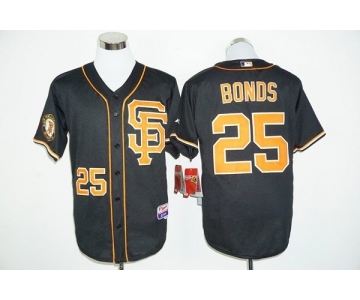 San Francisco Giants #25 Barry Bonds Black whith Gold Cool Base Stitched MLB Jersey