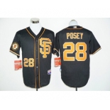 San Francisco Giants #28 Buster Posey Black whith Gold Cool Base Stitched MLB Jersey