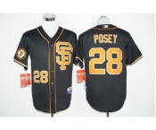 San Francisco Giants #28 Buster Posey Black whith Gold Cool Base Stitched MLB Jersey