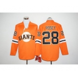 San Francisco Giants #28 Buster Posey Orange Long Sleeve Stitched Baseball Jersey