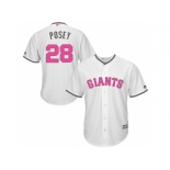 San Francisco Giants #28 Buster Posey White Home 2016 Mother's Day Cool Base Jersey