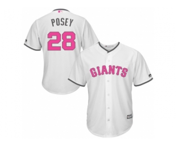 San Francisco Giants #28 Buster Posey White Home 2016 Mother's Day Cool Base Jersey