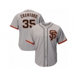 San Francisco Giants #35 Brandon Crawford Authentic Grey Road 2 Cool Base MLB Jersey