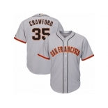 San Francisco Giants #35 Brandon Crawford Authentic Grey Road Cool Base MLB Jersey