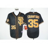 San Francisco Giants #35 Brandon Crawford Black whith Gold Cool Base Stitched MLB Jersey