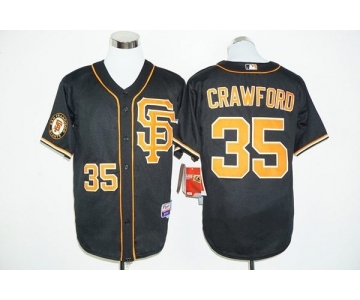 San Francisco Giants #35 Brandon Crawford Black whith Gold Cool Base Stitched MLB Jersey