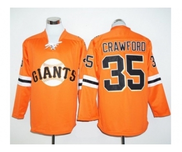 San Francisco Giants #35 Brandon Crawford Orange Long Sleeve Stitched Baseball Jersey