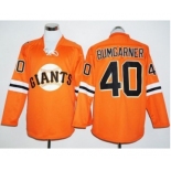 San Francisco Giants #40 Madison Bumgarner Orange Long Sleeve Stitched Baseball Jersey