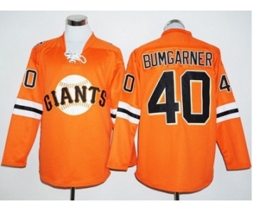 San Francisco Giants #40 Madison Bumgarner Orange Long Sleeve Stitched Baseball Jersey