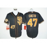 San Francisco Giants #47 Johnny Cueto Black whith Gold Cool Base Stitched MLB Jersey