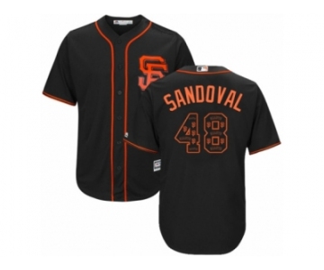 San Francisco Giants #48 Pablo Sandoval Authentic Black Team Logo Fashion Cool Base MLB Jersey