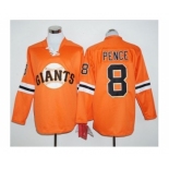 San Francisco Giants #8 Hunter Pence Orange Long Sleeve Stitched Baseball Jersey