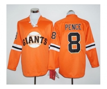 San Francisco Giants #8 Hunter Pence Orange Long Sleeve Stitched Baseball Jersey