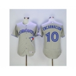 Men Toronto Blue Jays #10 Edwin Encarnacion Majestic Gray Flexbase Authentic Collection Player Jersey