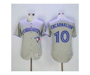 Men Toronto Blue Jays #10 Edwin Encarnacion Majestic Gray Flexbase Authentic Collection Player Jersey