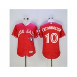 Men Toronto Blue Jays #10 Edwin Encarnacion Majestic Red Flexbase Authentic Collection Player Jersey