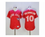 Men Toronto Blue Jays #10 Edwin Encarnacion Majestic Red Flexbase Authentic Collection Player Jersey