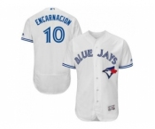 Men Toronto Blue Jays #10 Edwin Encarnacion Majestic White Flexbase Authentic Collection Player Jersey