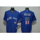 Men Toronto Blue Jays #11 Kevin Pillar Blue USA Flag Fashion Cool Base Jersey