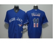 Men Toronto Blue Jays #11 Kevin Pillar Blue USA Flag Fashion Cool Base Jersey