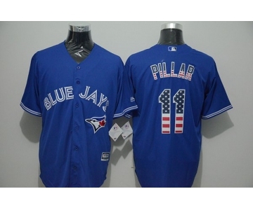 Men Toronto Blue Jays #11 Kevin Pillar Blue USA Flag Fashion Cool Base Jersey