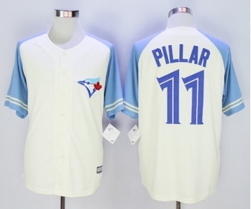 Men Toronto Blue Jays #11 Kevin Pillar Cream Blue Exclusive 2016 Official Cool Base Jersey