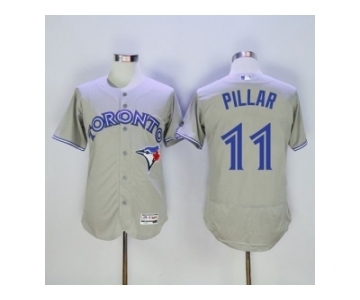 Men Toronto Blue Jays #11 Kevin Pillar Majestic Gray Flexbase Authentic Collection Player Jersey