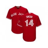 Men Toronto Blue Jays #14 Justin Smoak Red New Cool Base Canada Day Stitched MLB Jersey