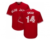 Men Toronto Blue Jays #14 Justin Smoak Red New Cool Base Canada Day Stitched MLB Jersey