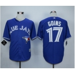 Men Toronto Blue Jays #17 Ryan Goins Blue 2016 Official Cool Base Jersey