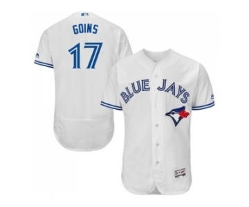 Men Toronto Blue Jays #17 Ryan Goins Majestic White Flexbase Authentic Collection Player Jersey