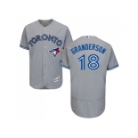 Men Toronto Blue Jays #18 Curtis Granderson Grey Flexbase Authentic Collection Stitched MLB Jersey