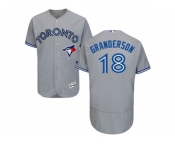 Men Toronto Blue Jays #18 Curtis Granderson Grey Flexbase Authentic Collection Stitched MLB Jersey