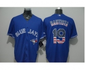 Men Toronto Blue Jays #19 Jose Bautista Blue USA Flag Fashion Cool Base Jersey