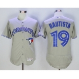 Men Toronto Blue Jays #19 Jose Bautista Majestic Gray Flexbase Authentic Collection Player Jersey