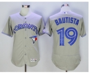 Men Toronto Blue Jays #19 Jose Bautista Majestic Gray Flexbase Authentic Collection Player Jersey