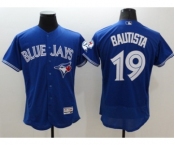 Men Toronto Blue Jays #19 Jose Bautista Majestic blue Royal 40th Anniversary Flexbase Authentic Collection Jersey